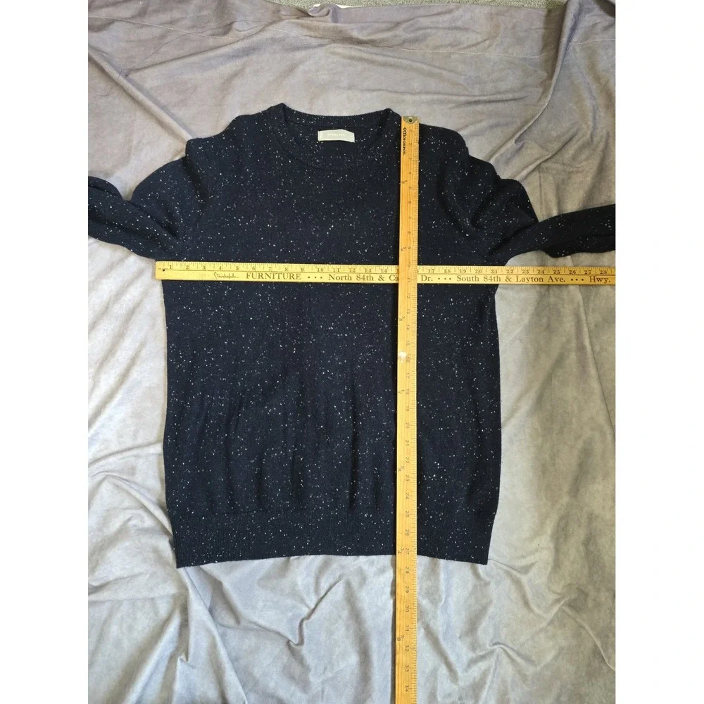 EVERLANE The Cashmere Crew Sweater DARK NAVY DONEGAL size L